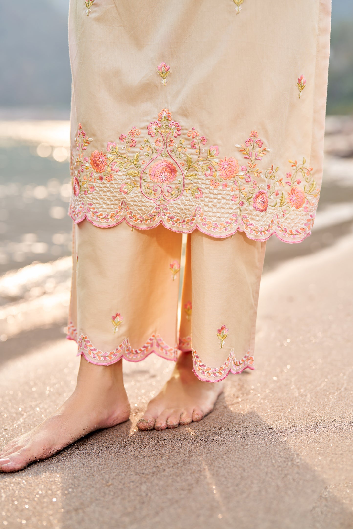 MEHREEN - Beige Cotton Suit Set