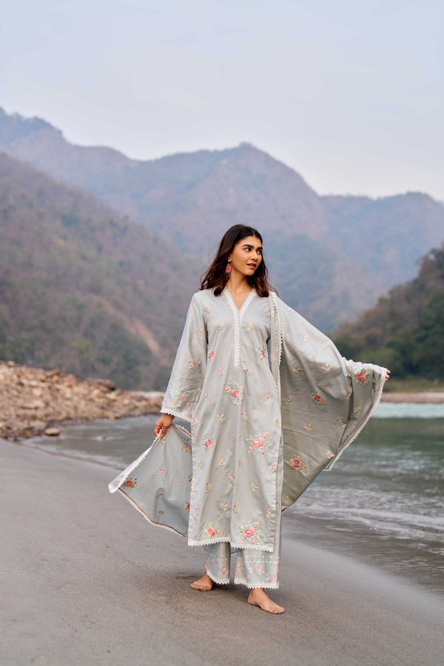 AFREEN - Grey Cotton Suit Set