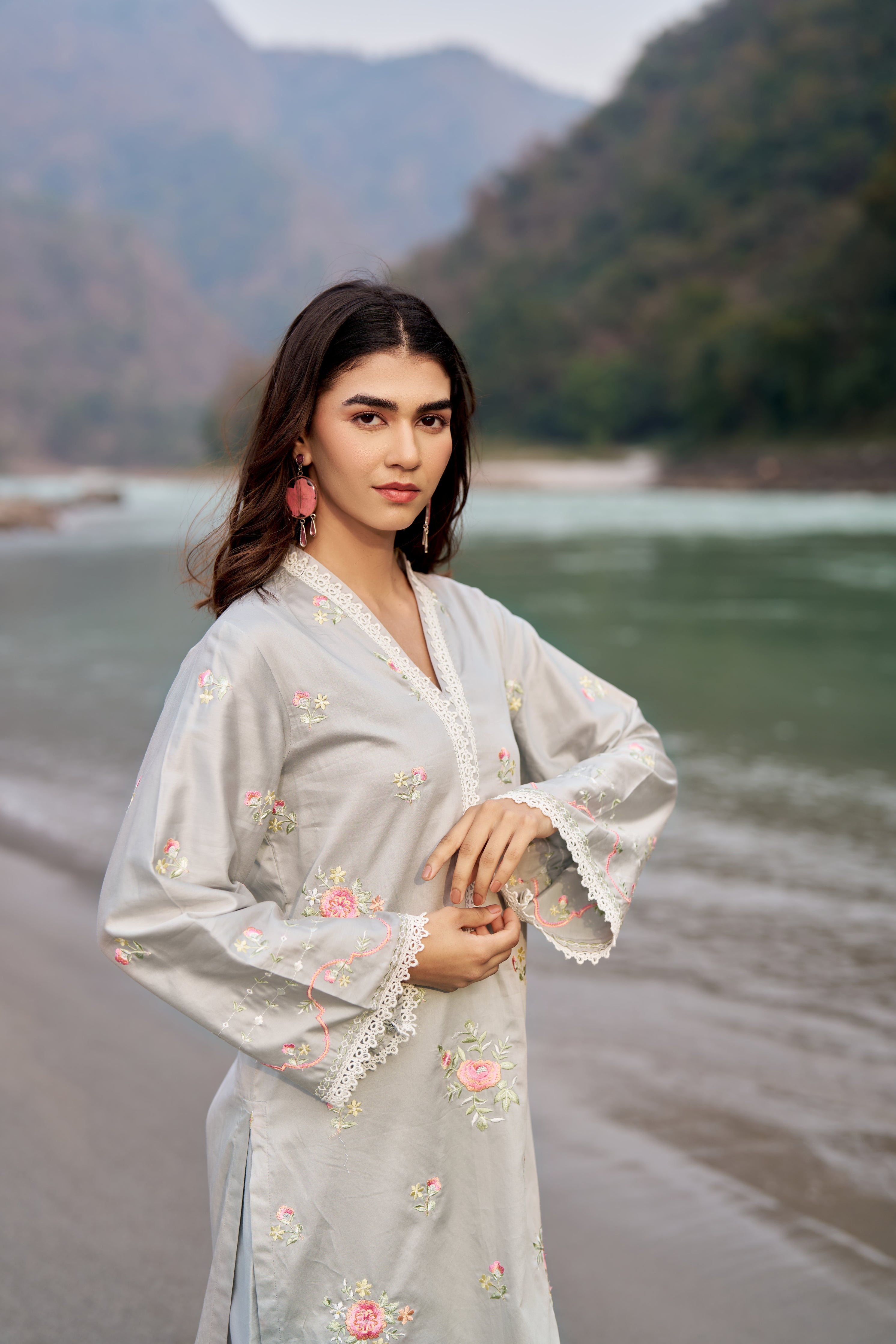 AFREEN - Grey Cotton Suit Set