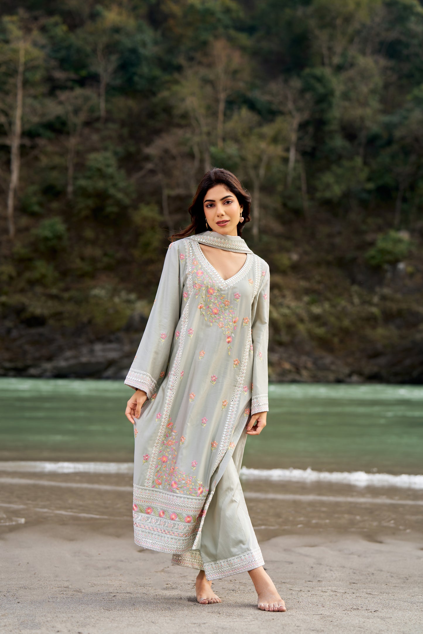 CHHAYA - Grey Cotton Suit Set