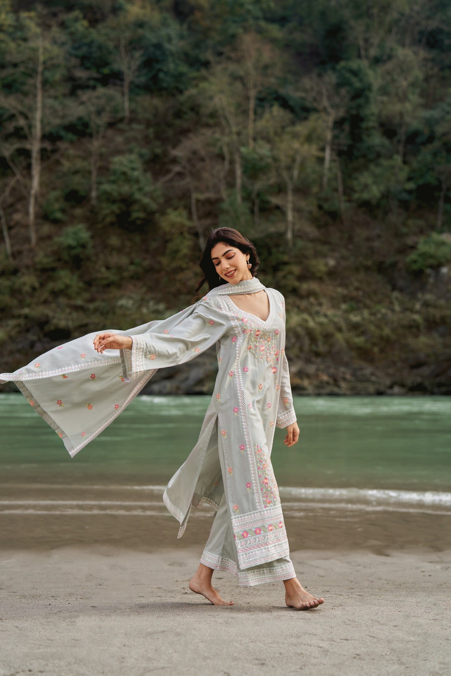 CHHAYA - Grey Cotton Suit Set