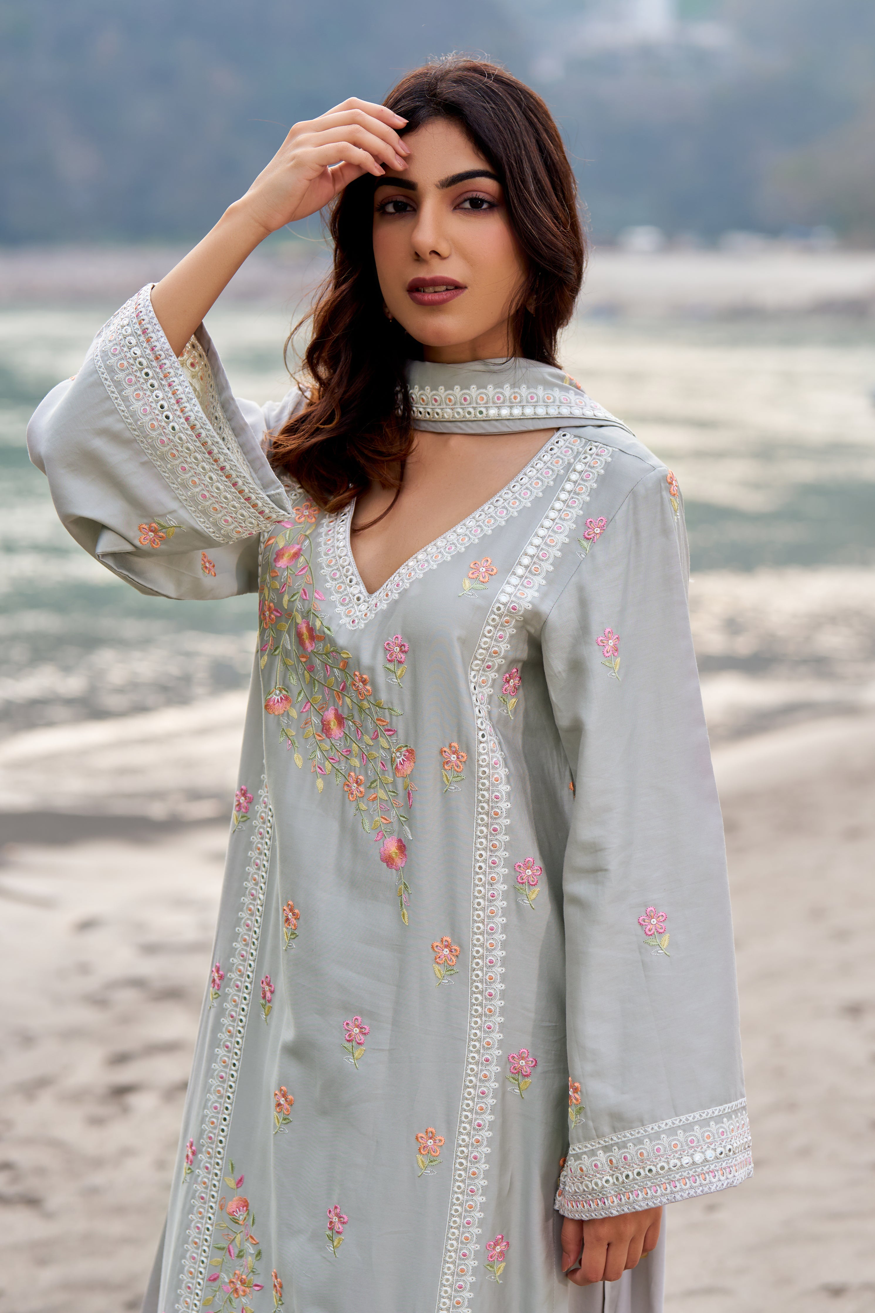 CHHAYA - Grey Cotton Suit Set