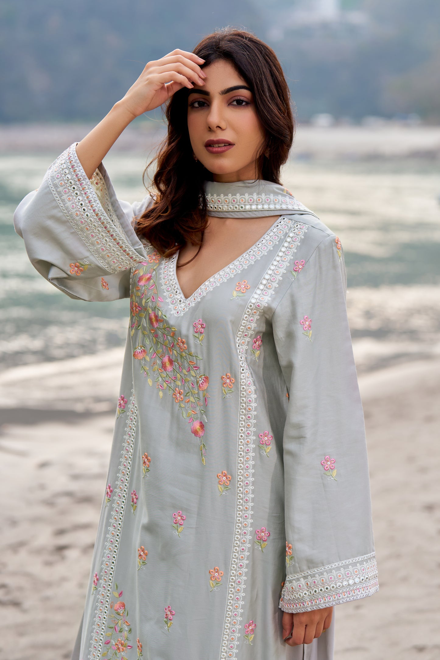 CHHAYA - Grey Cotton Suit Set