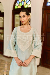 ZAHA - Ice Blue Chanderi Suit Set