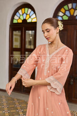 SURAI - Soft Saffron Chanderi A-line Suit Set