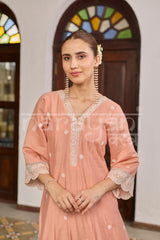 SURAI - Soft Saffron Chanderi A-line Suit Set