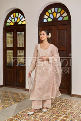 VIRA - Powder Peach Chanderi Suit Set
