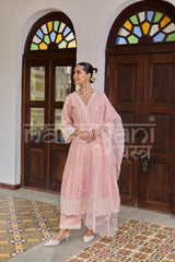 AAROHI - Blush Pink Chanderi A-line Suit Set