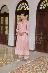 AAROHI - Blush Pink Chanderi A-line Suit Set