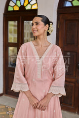 AAROHI - Blush Pink Chanderi A-line Suit Set