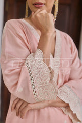 AAROHI - Blush Pink Chanderi A-line Suit Set