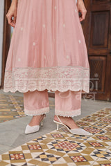 AAROHI - Blush Pink Chanderi A-line Suit Set