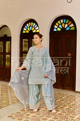 AAB - Ice Blue Chanderi Suit Set
