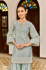 AAB - Ice Blue Chanderi Suit Set