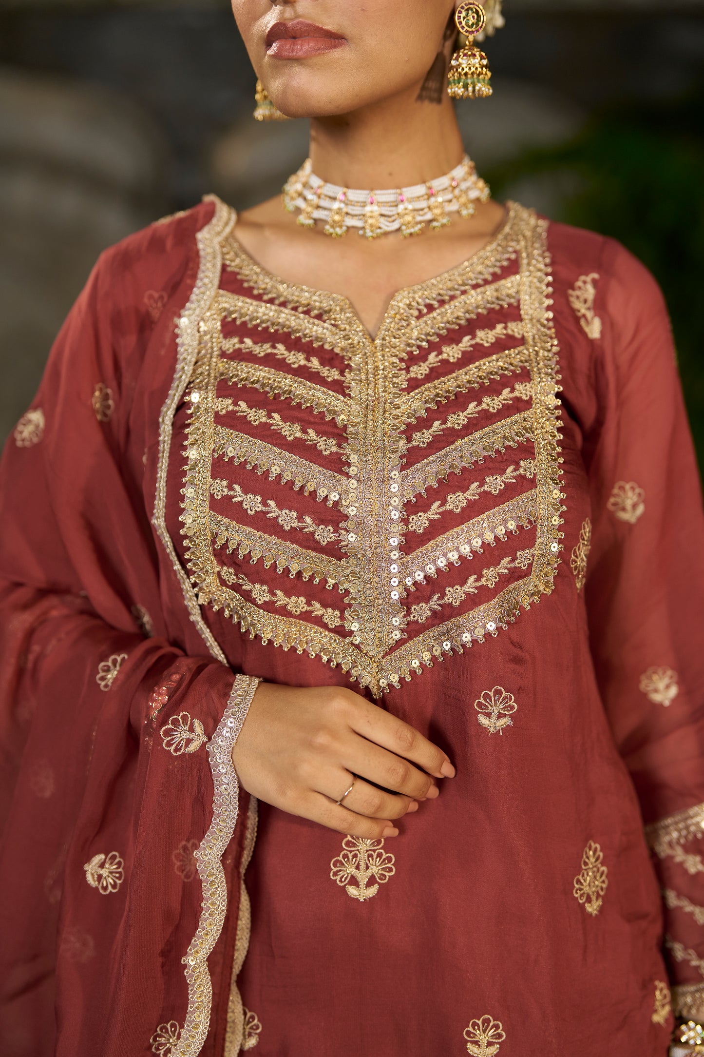 SIYAH - Rust Organza Sharara Set