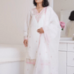 Bhawna Lunthi in Moghra - Ivory White Chanderi Embroidered Suit Set.