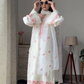 Swati Rathi in Nalini - Ivory White Chanderi Embroidered Suit Set.