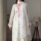 Swati Rathi in Nalini - Ivory White Chanderi Embroidered Suit Set.