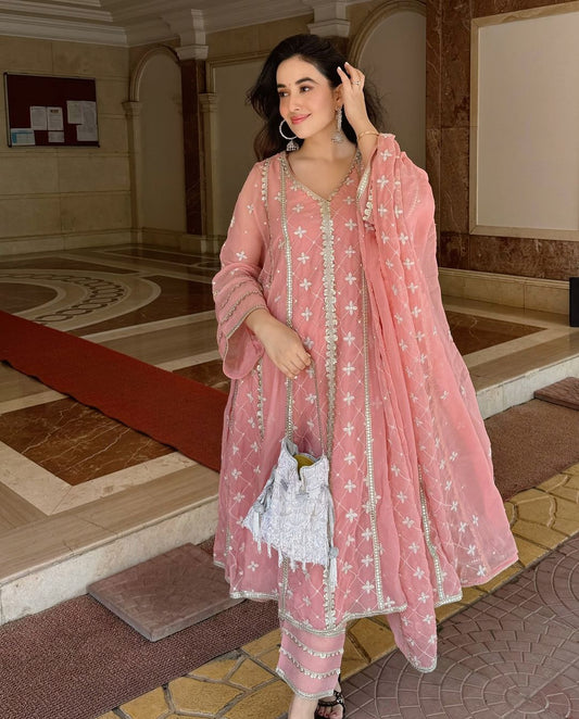 Aditi Budhathoki in Sitara - Pink Organza Anarkali Set.