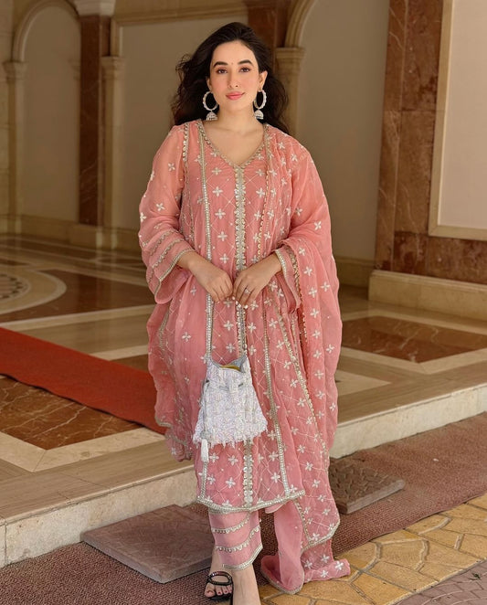 Aditi Budhathoki in Sitara - Pink Organza Anarkali Set.