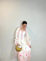 Shreya Lakhani in Gul-Khera - Ivory White Chanderi Embroidered Suit Set.