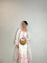 Shreya Lakhani in Gul-Khera - Ivory White Chanderi Embroidered Suit Set.