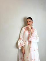 Shreya Lakhani in Gul-Khera - Ivory White Chanderi Embroidered Suit Set.