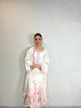 Shreya Lakhani in Gul-Khera - Ivory White Chanderi Embroidered Suit Set.