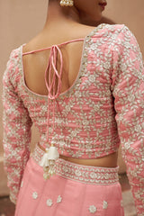 Heera - Pink Organza Lehenga Set.