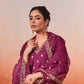 Hina Khan in Khushnir - Wine Chanderi Embroidered Suit Set