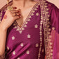 Hina Khan in Khushnir - Wine Chanderi Embroidered Suit Set