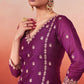 Shreya Lakhani in Khushnir - Wine Chanderi Embroidered Suit Set