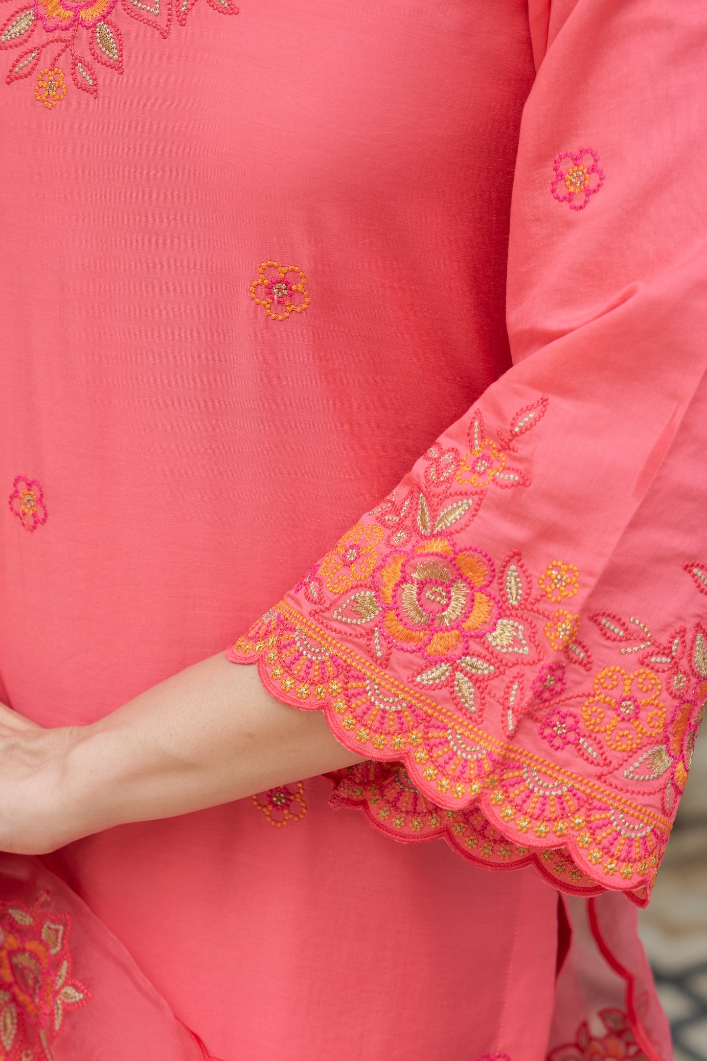 KUMKUM - Pink Chanderi Suit Set