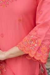 KUMKUM - Pink Chanderi Suit Set