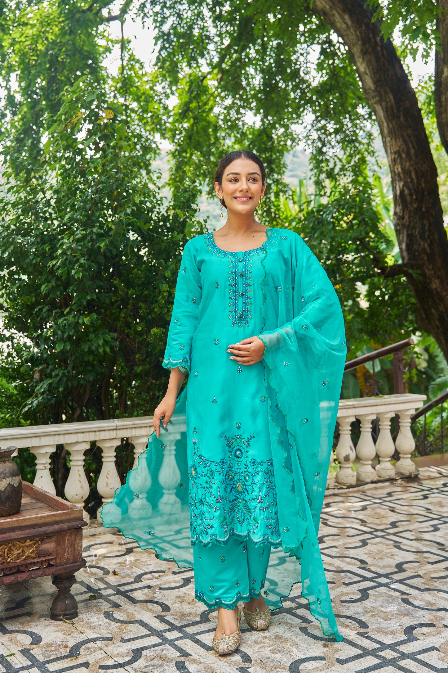 NEELAM - Blue Chanderi Suit Set