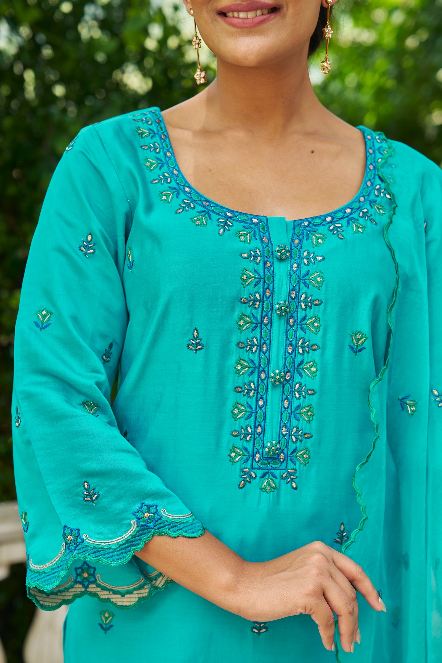 NEELAM - Blue Chanderi Suit Set