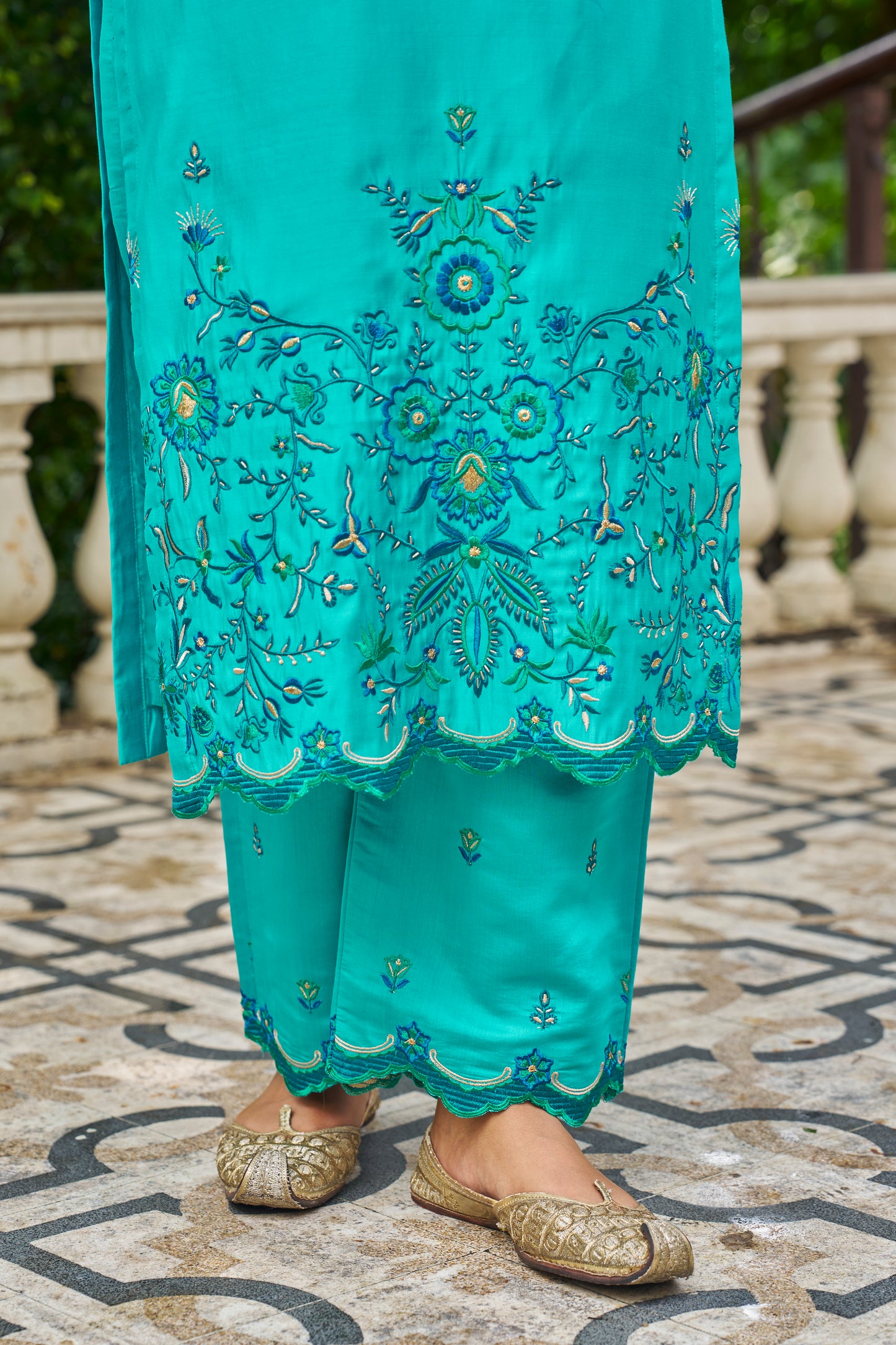 NEELAM - Blue Chanderi Suit Set