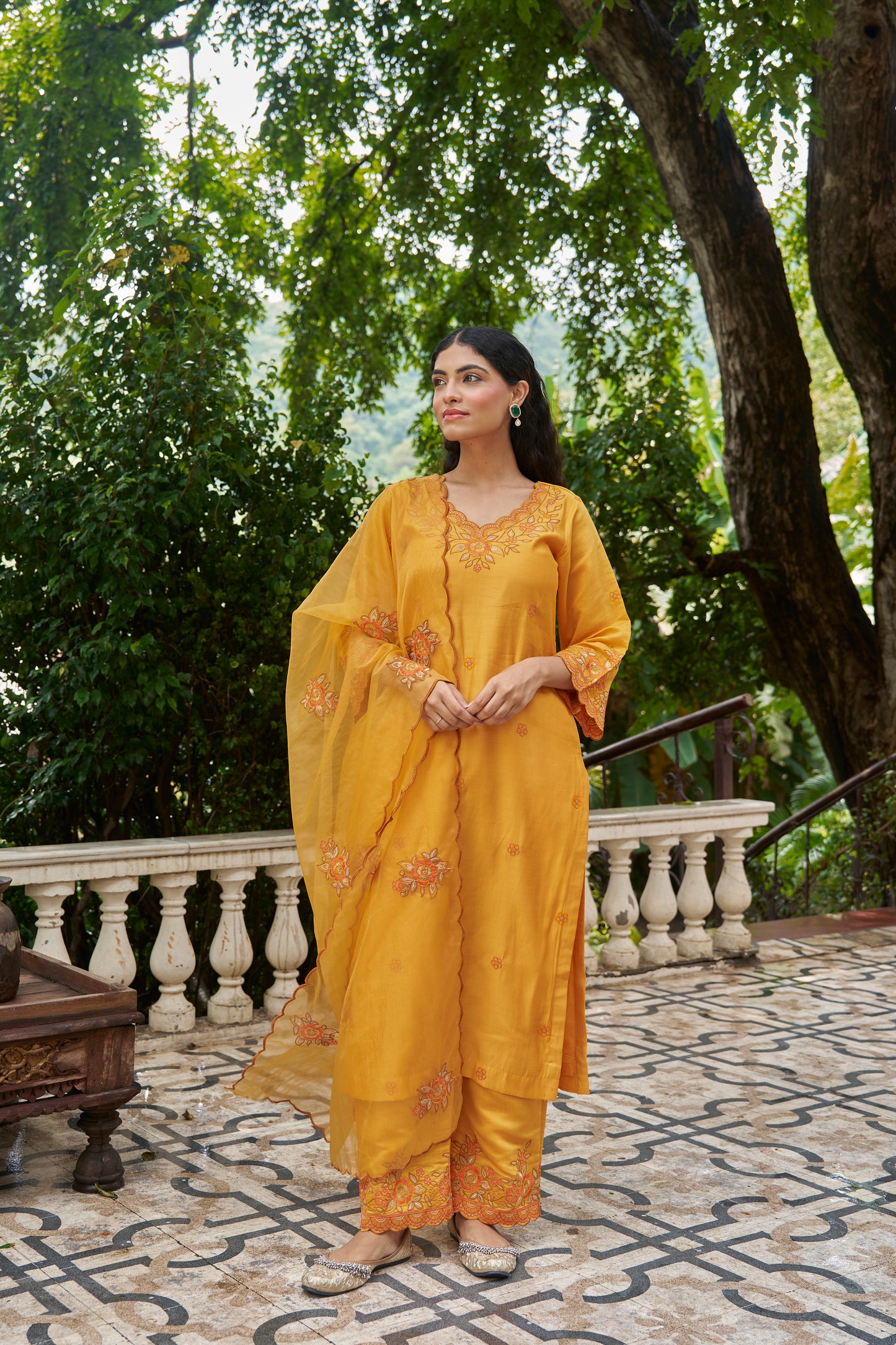 ZARD - Yellow Chanderi Suit Set
