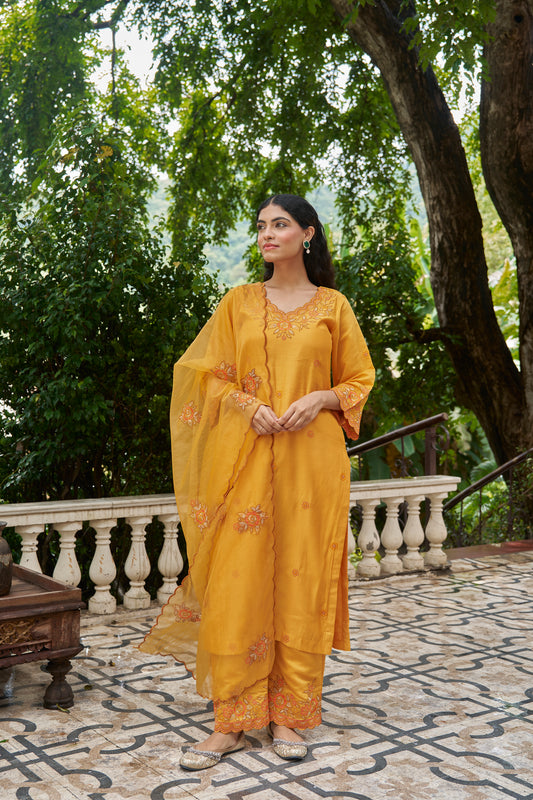ZARD - Yellow Chanderi Suit Set