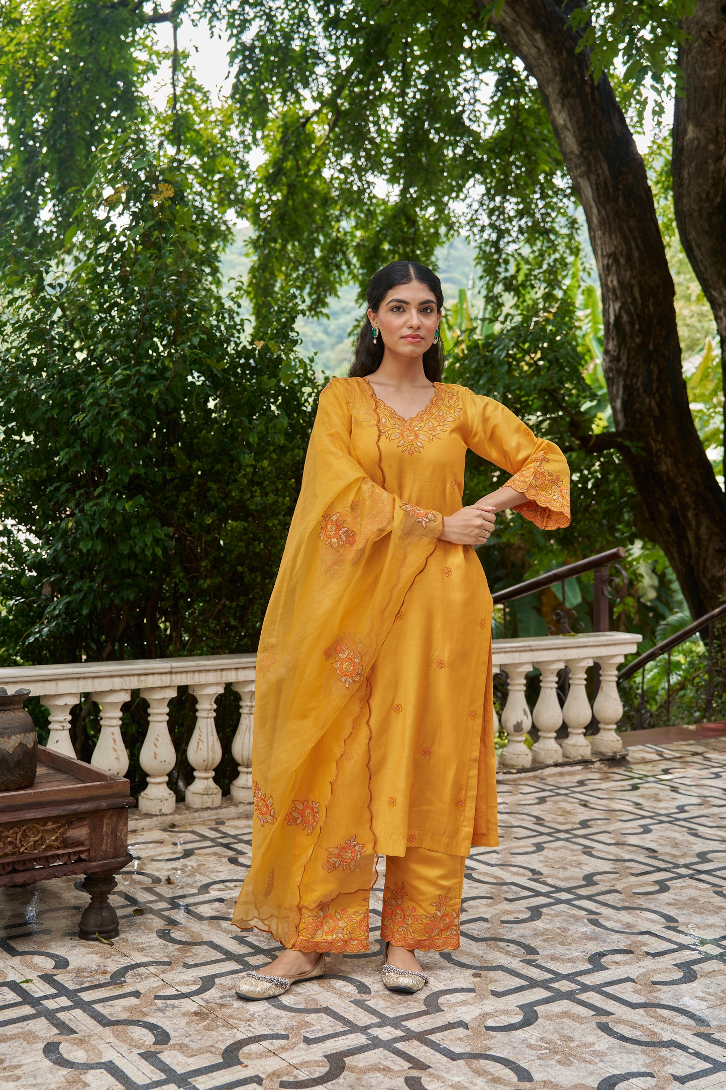 ZARD - Yellow Chanderi Suit Set