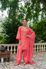 SURKH - Pink Chanderi Suit Set