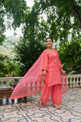 SURKH - Pink Chanderi Suit Set