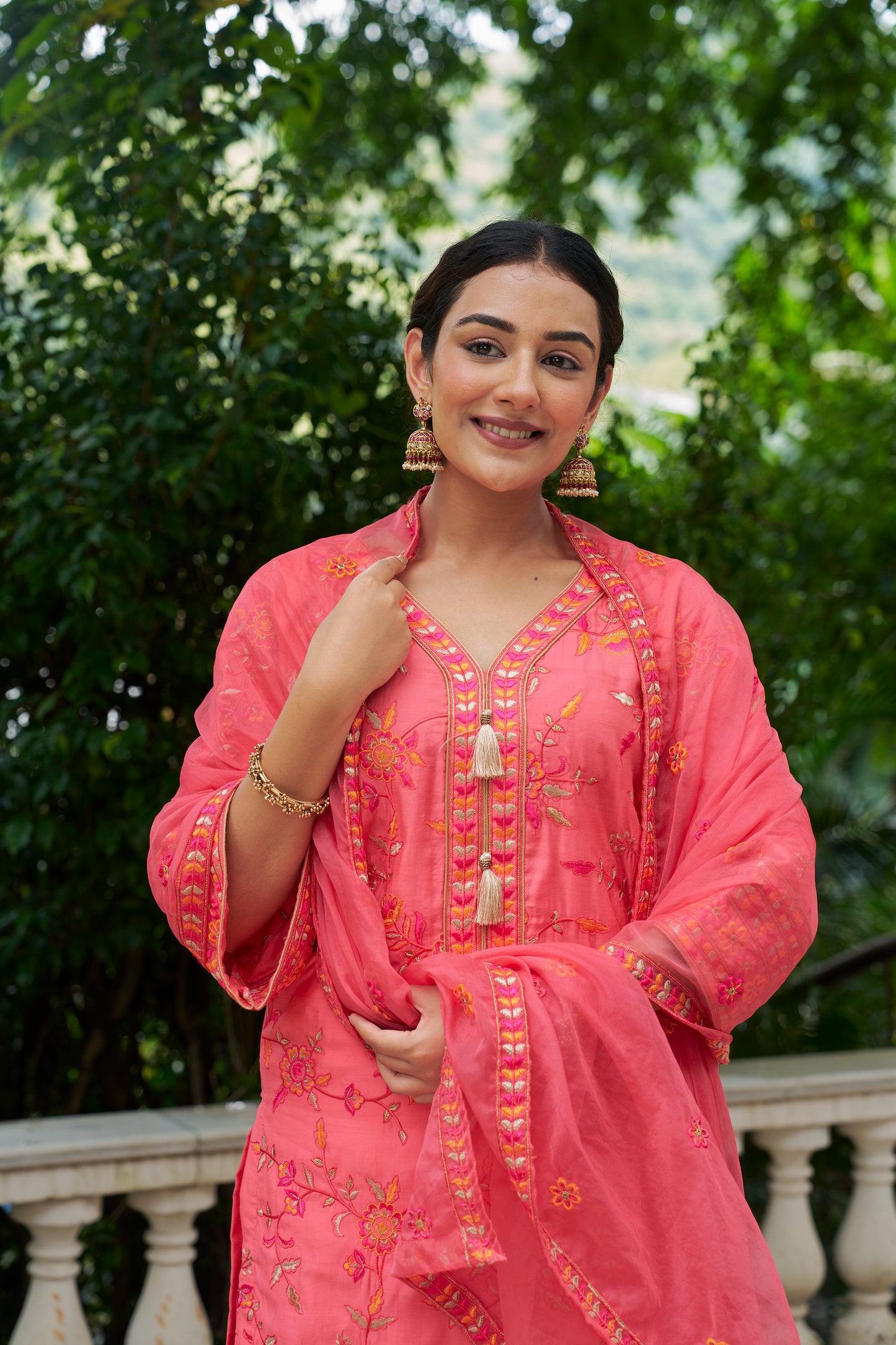 SURKH - Pink Chanderi Suit Set