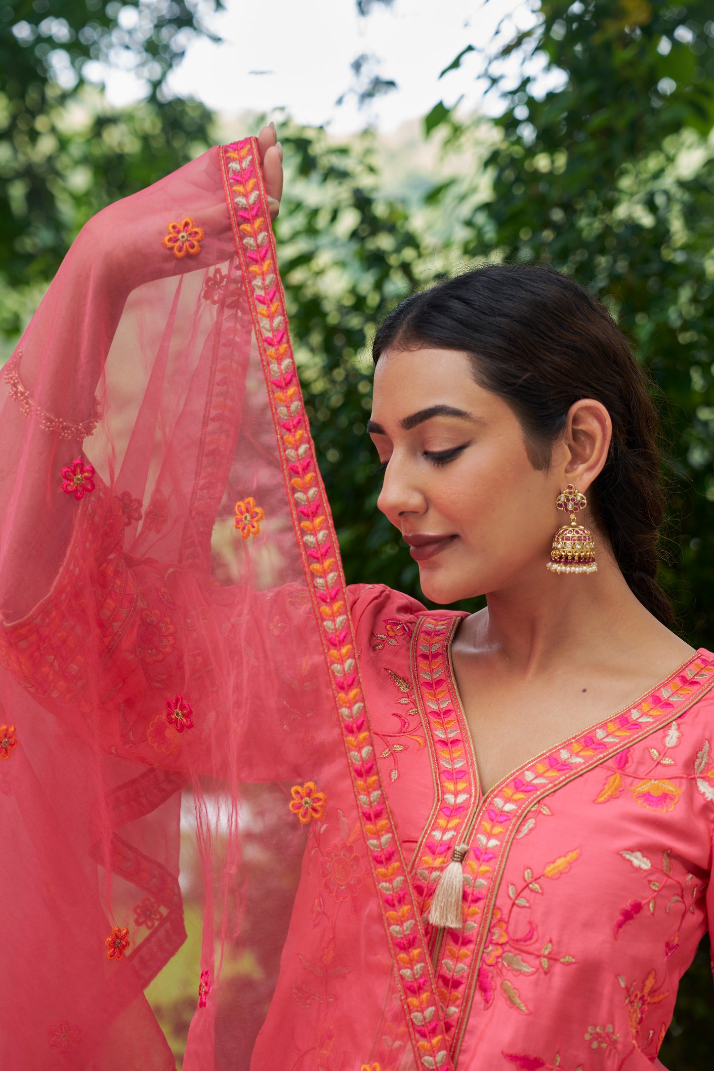 SURKH - Pink Chanderi Suit Set
