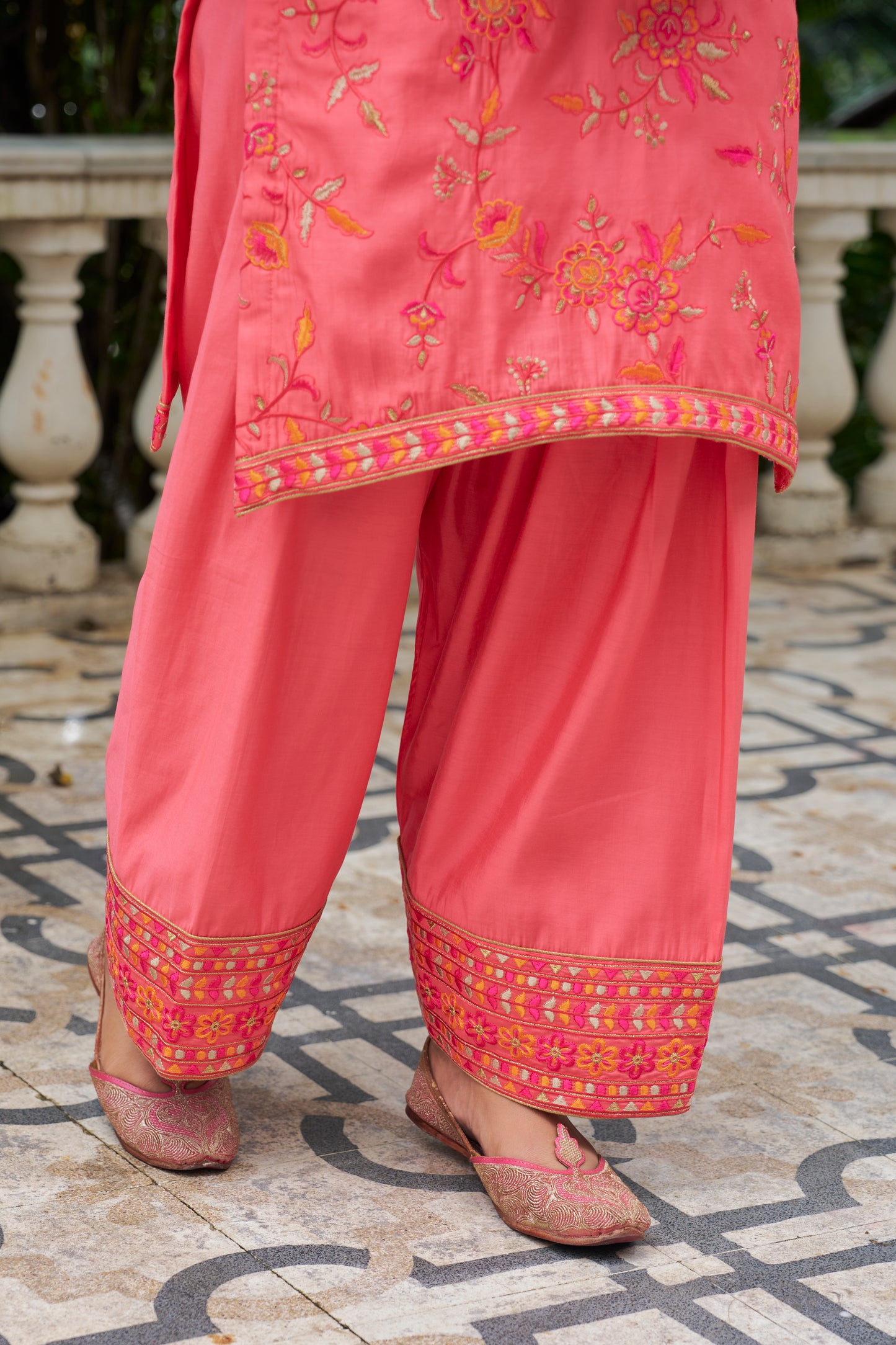SURKH - Pink Chanderi Suit Set