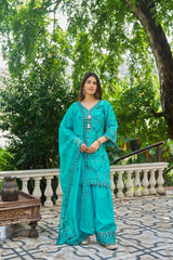 FEROZI - Blue Chanderi Suit Set