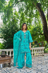 FEROZI - Blue Chanderi Suit Set