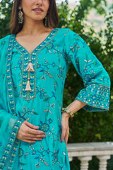 FEROZI - Blue Chanderi Suit Set