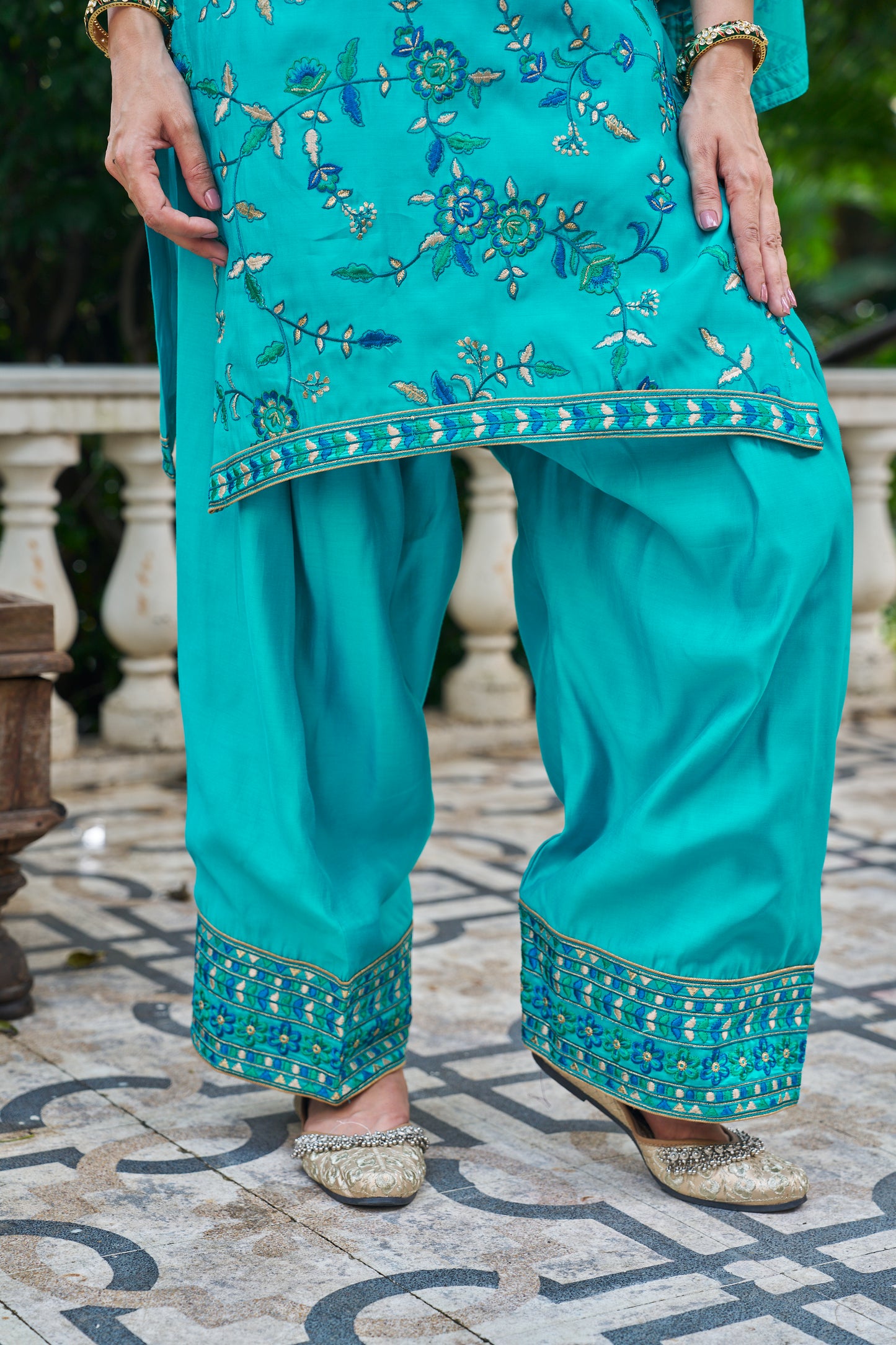 FEROZI - Blue Chanderi Suit Set