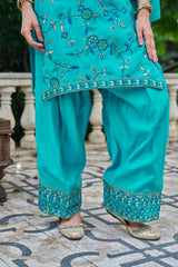 FEROZI - Blue Chanderi Suit Set